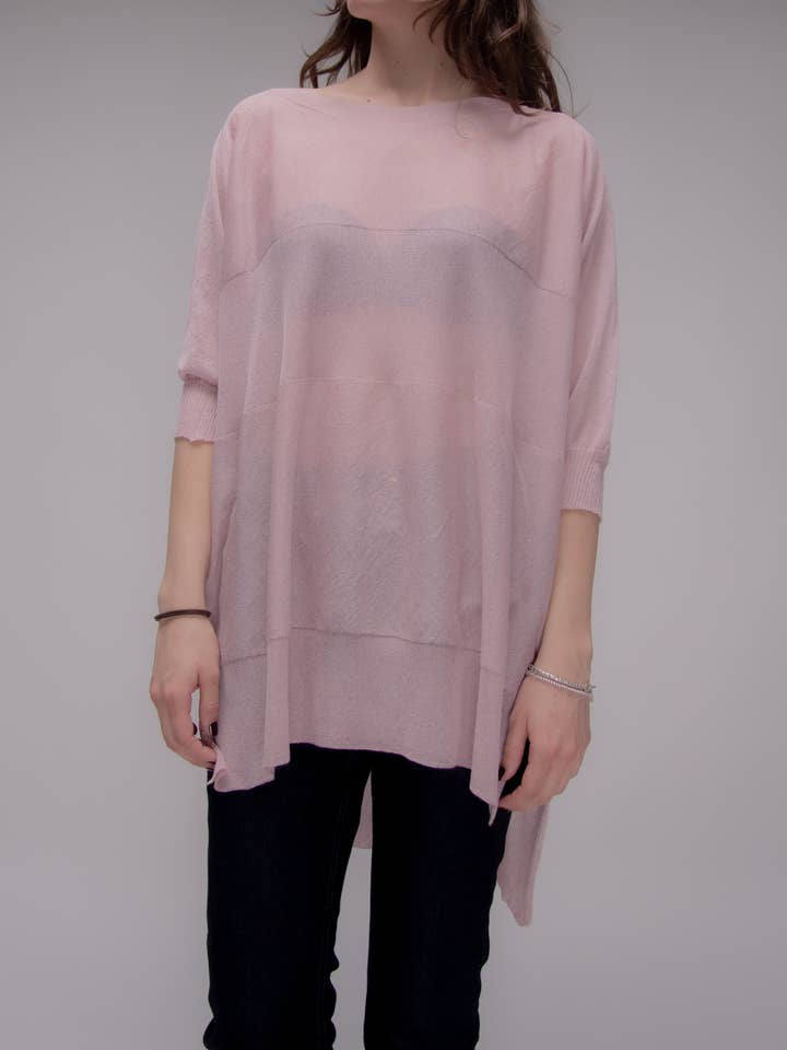 Oversized pullover with boat neck (3D mesh) for wholesale by Lèmme