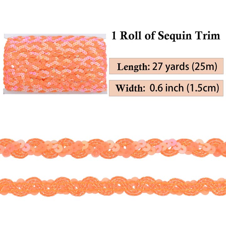 AK Brand - Wholesale Craft supplies - Sequin Braid Trim 0.6 Inch Wave Sequin Metallic Ribbon34
