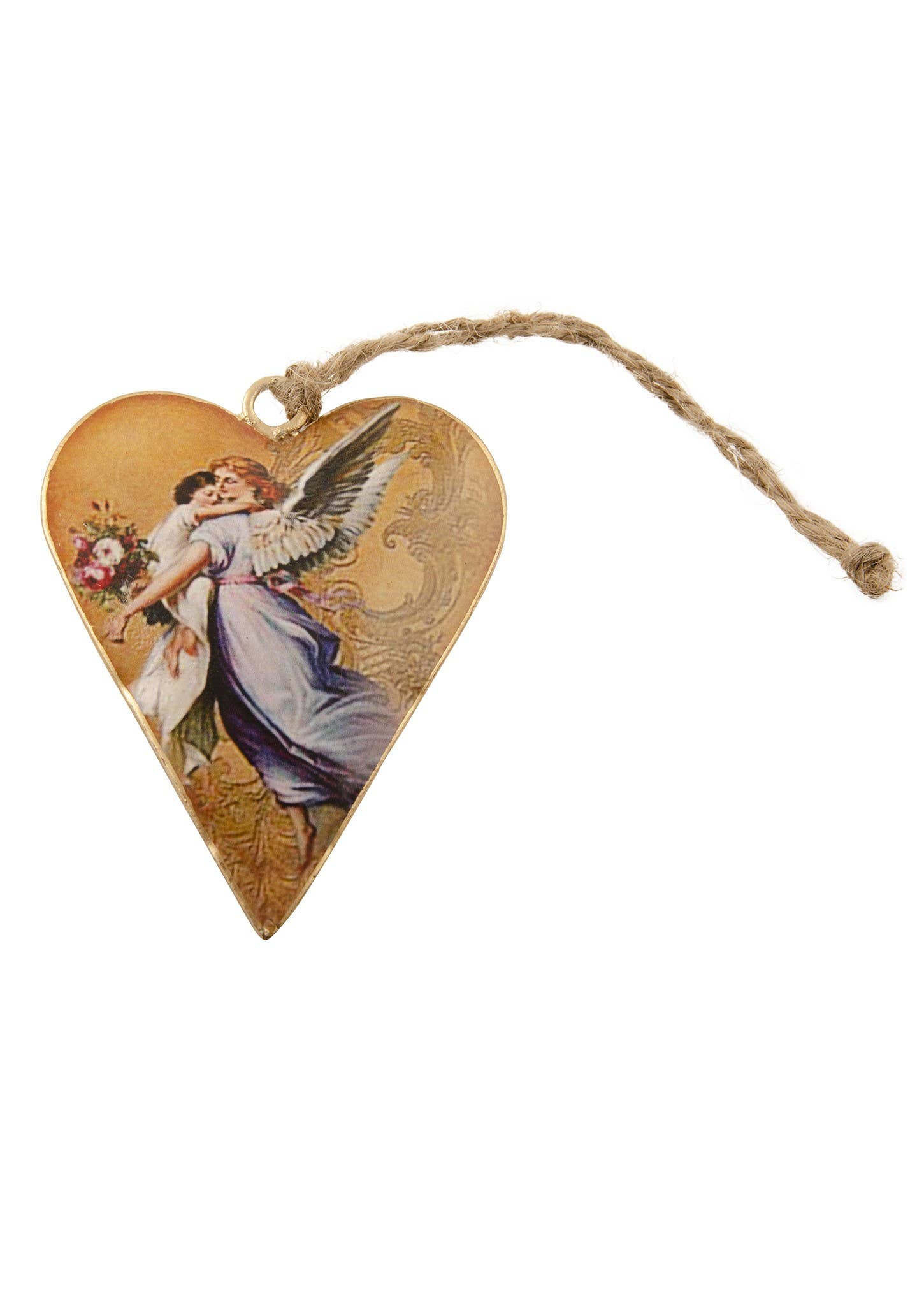 Namaste - Wholesale Christmas Decoration - Vintage Tin Heart Shape Angel Decoration2