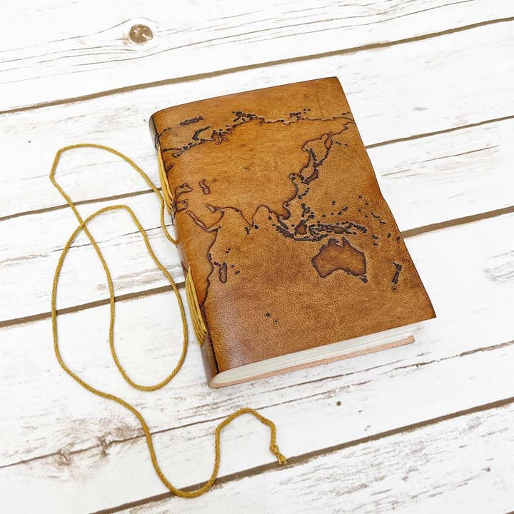 Soothi | Containers Of Creativity - Wholesale Journal/Diary - World Map 7x5 Handmade Leather Journal