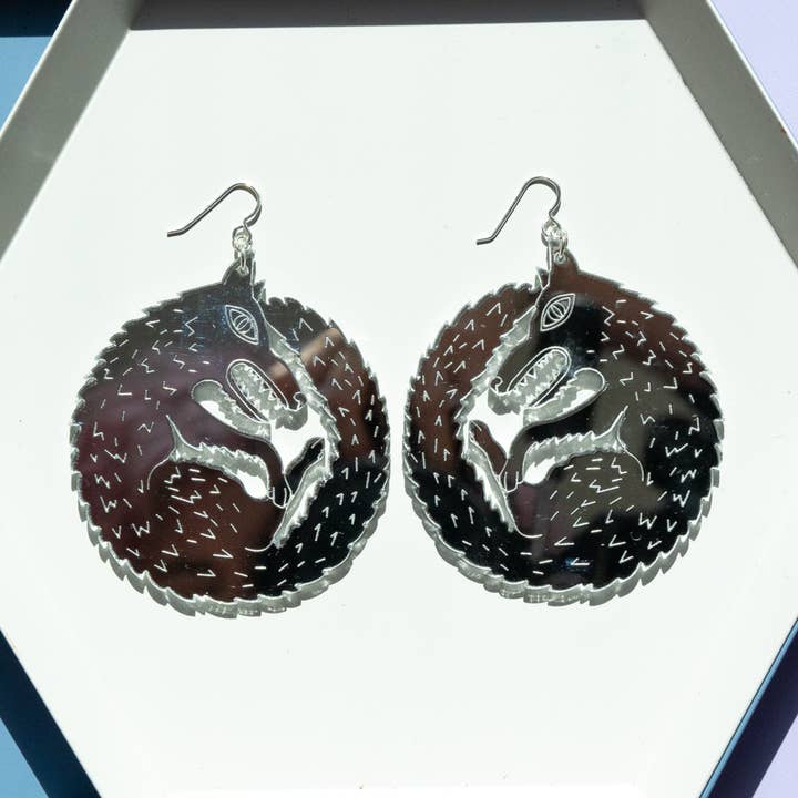 Mirrored Wolf Earrings for wholesale by Darling Marcelle