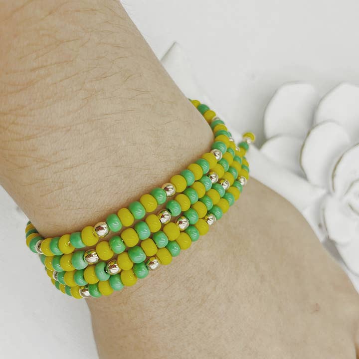Cherie by Cherie – wholesale Beaded bracelet – Green & Yellow Beads Orula Bracelet5