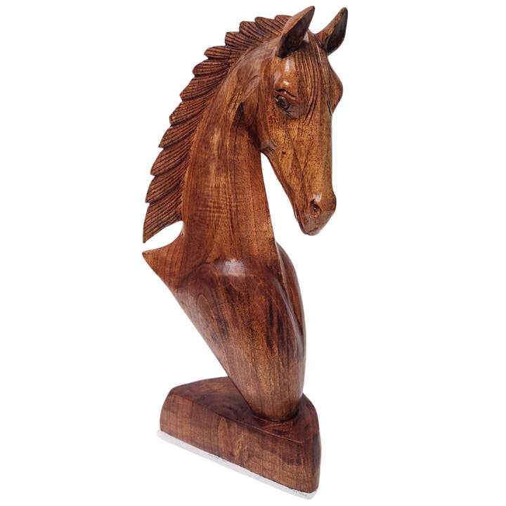 White Elephant - Wholesale Decorative Figurine - 20" Horse Head Bust Solid Wood2