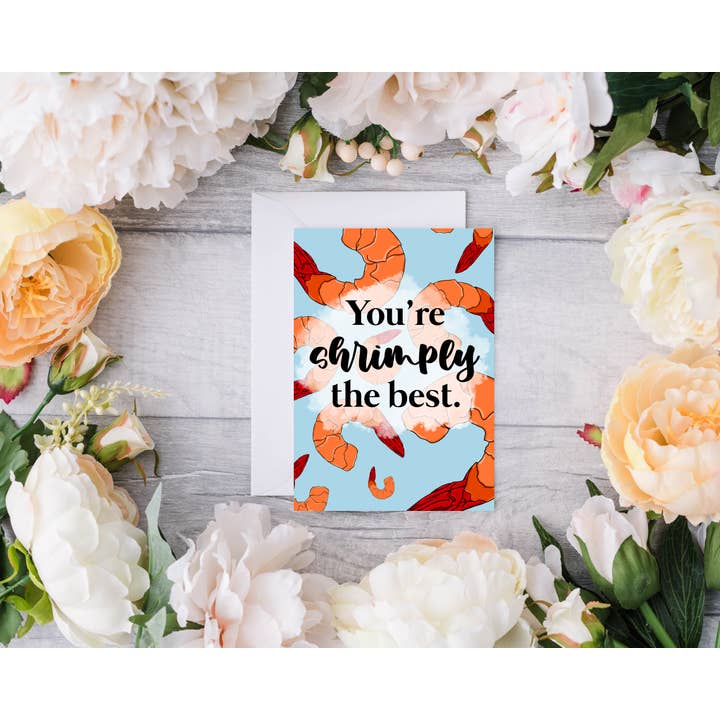 Shrimply The Best || Wenskaart voor wholesale door Devine Design Co