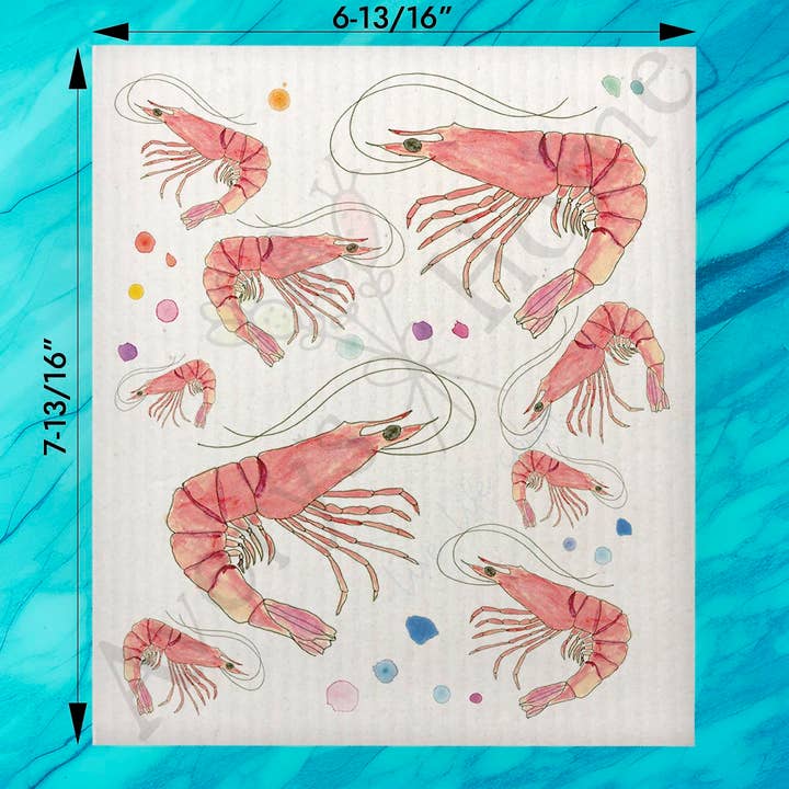 Torchon suédois en cellulose motif fruits de mer – Cadeau de cuisine côtière pour la vente par Avery's Home