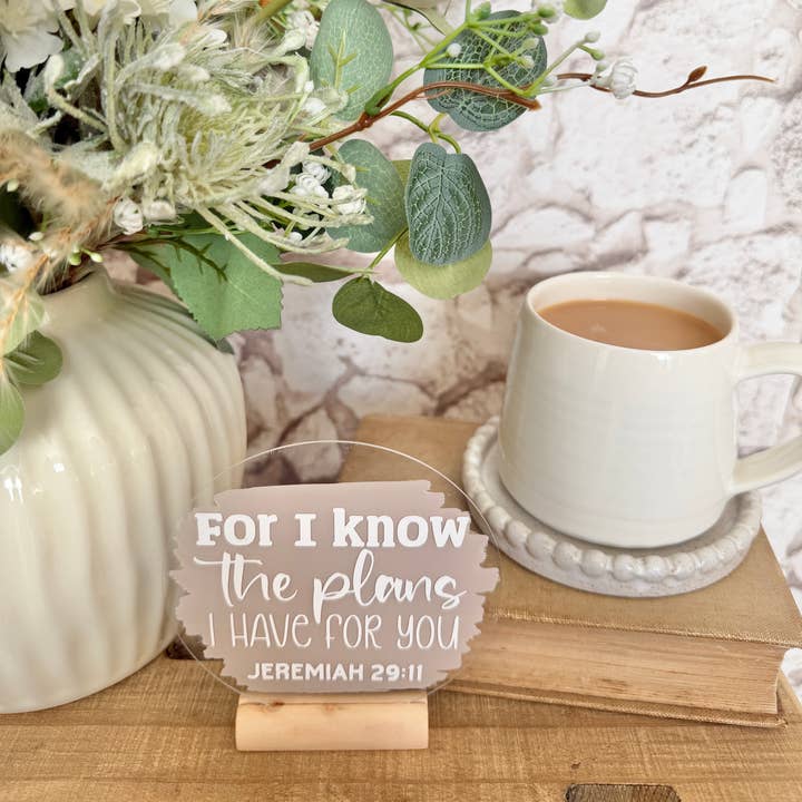 Christian acrylic plaque - "Jeremiah 29:11 - 4" for wholesale by Rose and Bumble