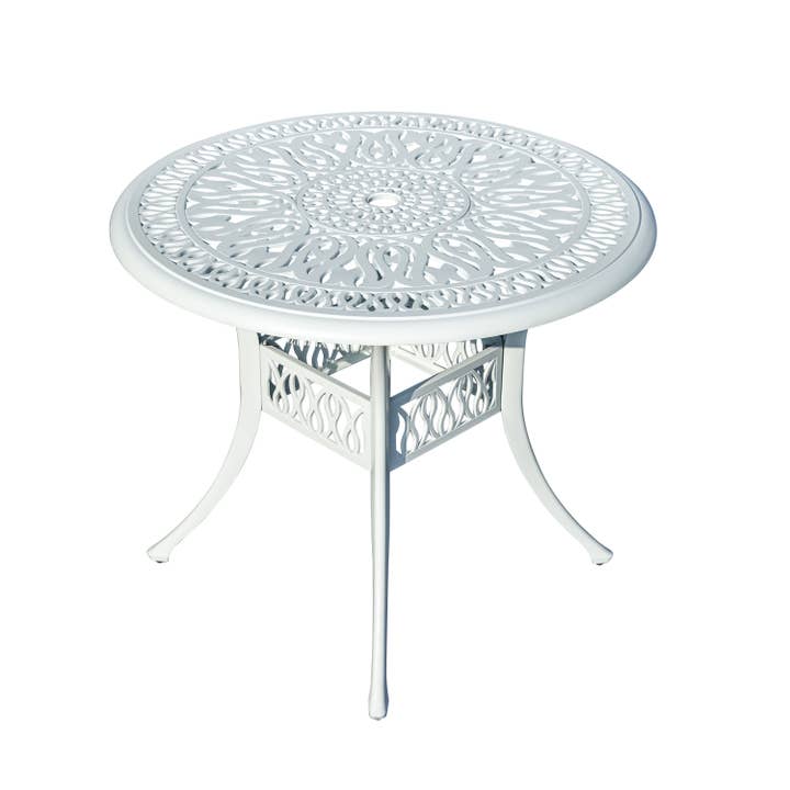 Hi-Line Gift Ltd. - Wholesale Patio set - Sleek White Bistro Bliss Cast Aluminium Patio Set4