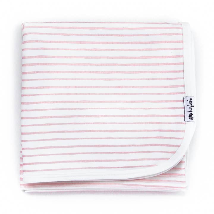 Blush Stripe Organic Blanket for wholesale by IzzyLee's