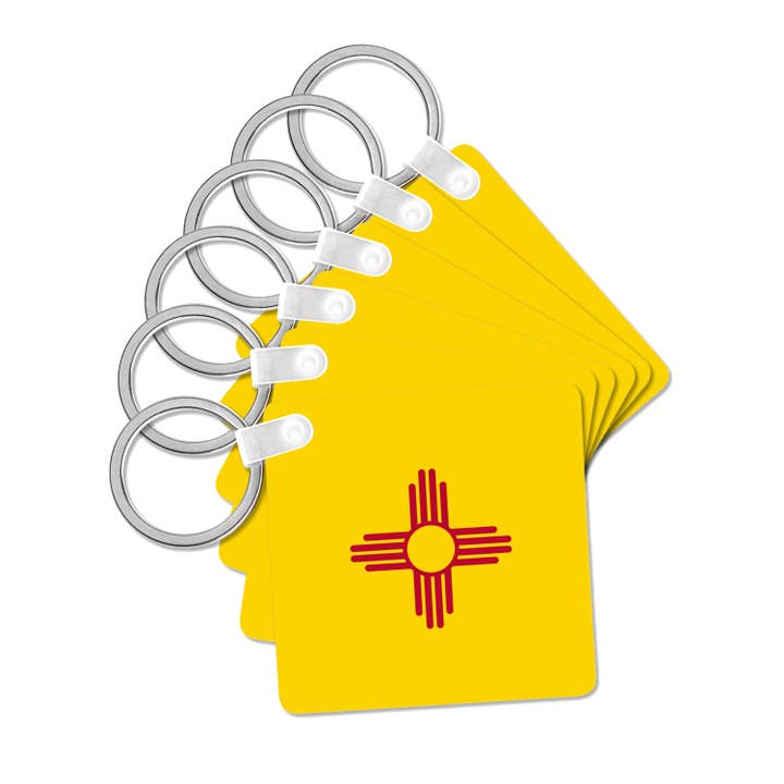 3dRose, Flag of New Mexico - US American United State of America USA - red sun symbol of the Zia on yellow, Key Chain for wholesale by 3dRose