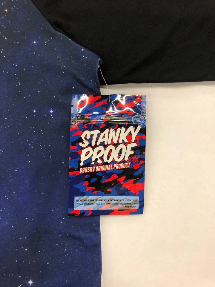 BLACK Galaxy Print Raglan Tee T shirt top Skanky Proof Bag for wholesale on Faire1