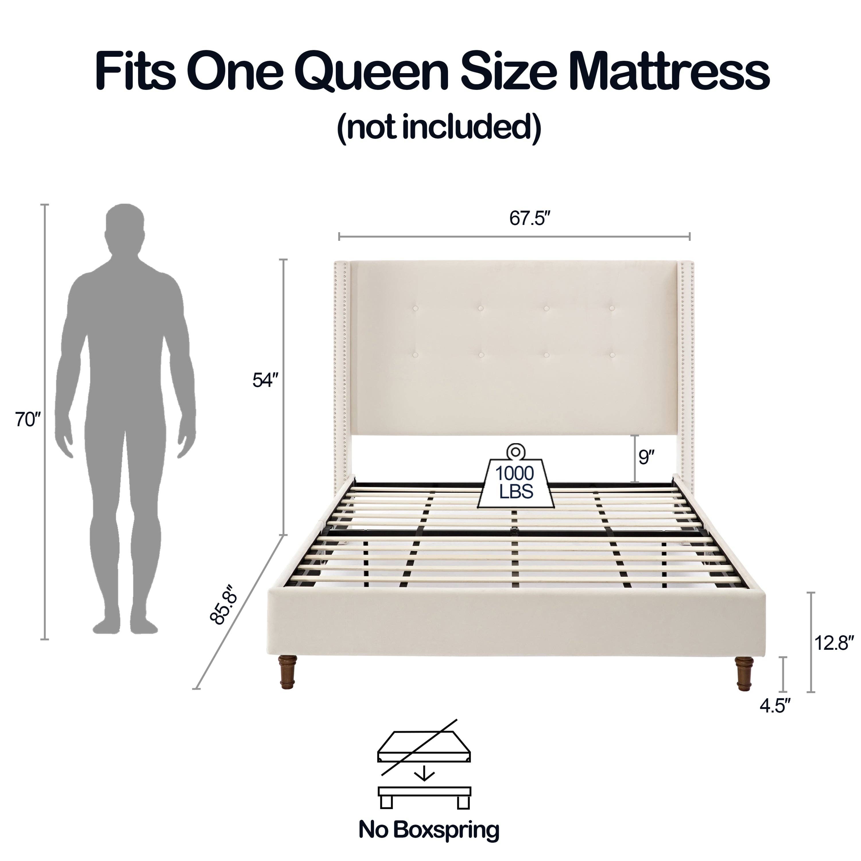 BlakOutlet – Cama por atacado – Cama queen estofada Peyton com cabeceira alta de 137 cm, capitonê manual tradicional e acabamento com tachas7