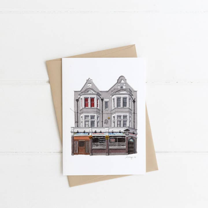 Ana Gallego Illustrations – wholesale Everyday greeting card – Dalston - Shacklewell arms - Greeting card with envelope - Hackney2