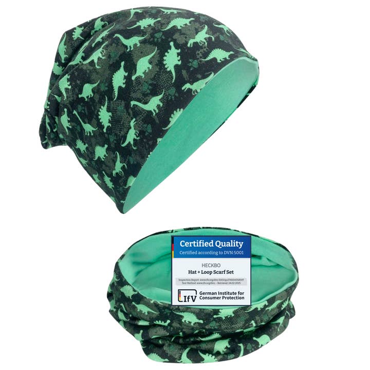 HECKBO - Vendita all'ingrosso Cappello - Neonati - Set cappello e sciarpa Dino, cappello da transizione
