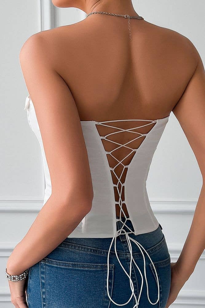 White Fishbone Corset Top GZCY02 for wholesale on Faire3