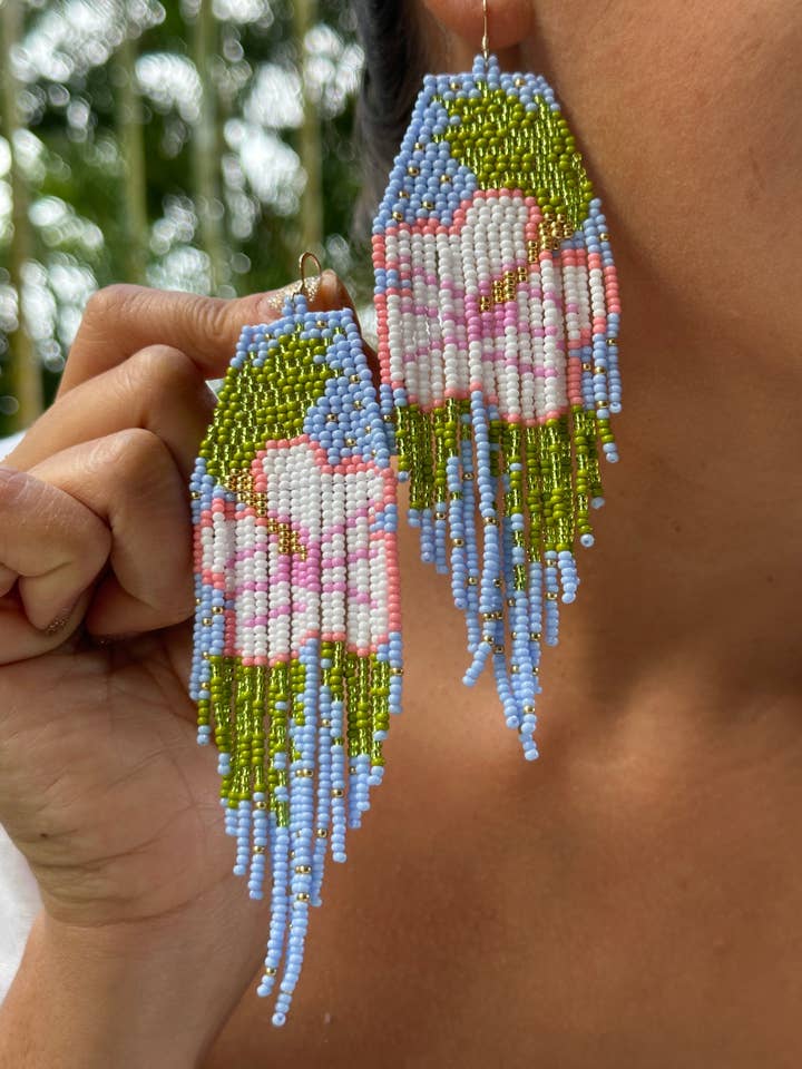 Happy Hibiscus earrings for wholesale by Con Cariño Design