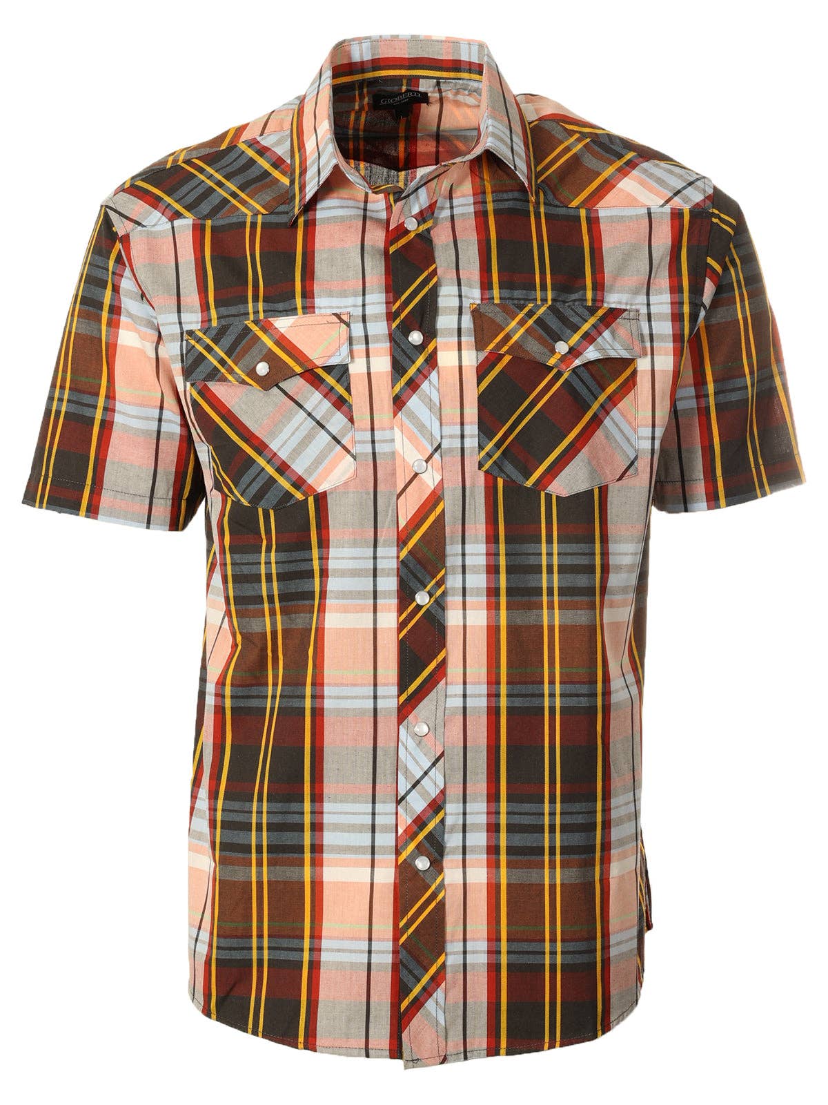 b-one inc - Wholesale Button Down Shirt - Men's - Men's Pearl Snap Button Down Plaid Short Sleeve Western Shirt8