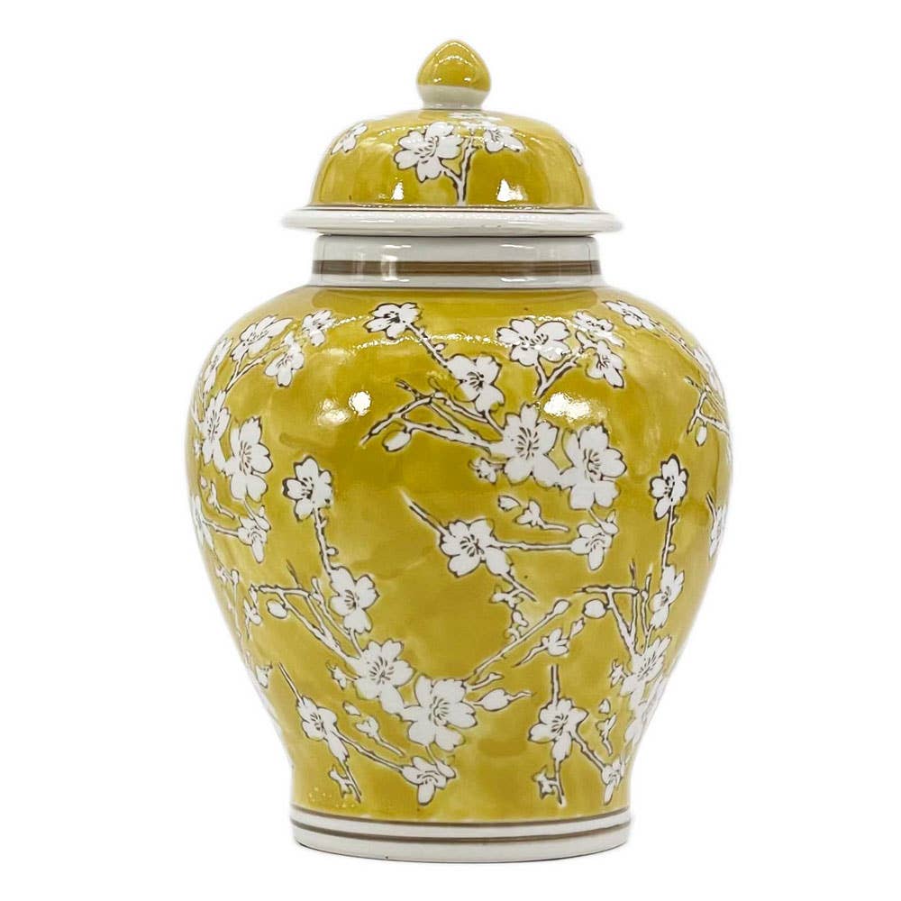 Galt International Company - Vente Bocal décoratif - Jarre en céramique chinoiserie florale 30 cm6