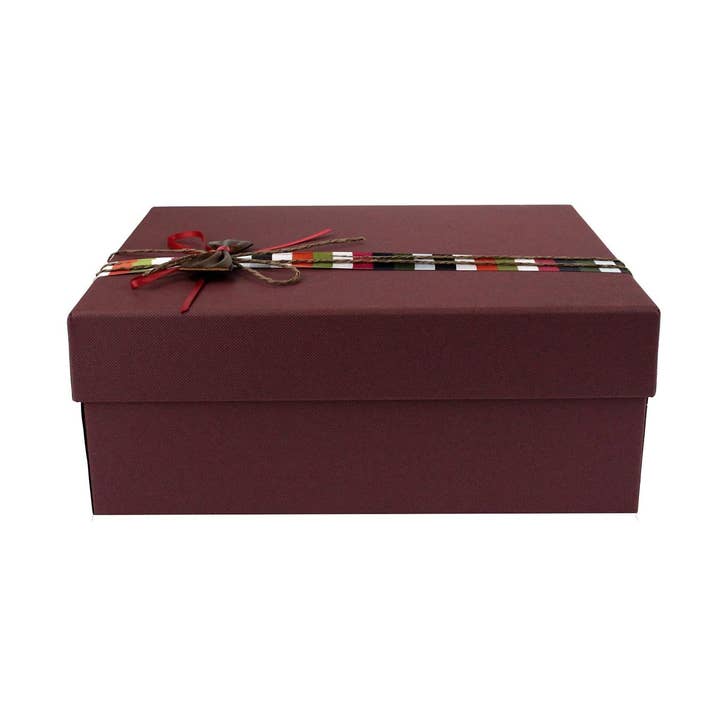 Elegant Burgundy Striped Gift Box - Single (Sizes Available) for wholesale by Emartbuy