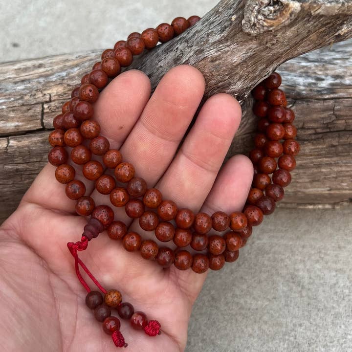 Lungta Imports – wholesale Bönehalsband – Tibetanska Mala Buddhistiska Bönepärlor Radband Brun Lotus Seed5