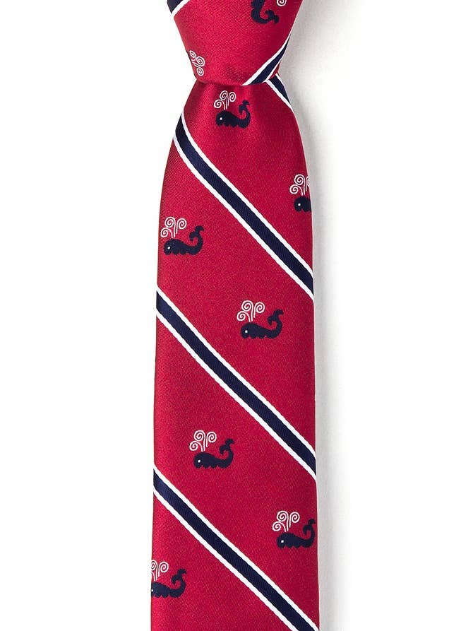 Whales Skinny Tie von Wild Ties - Rote Mikrofaser für den Großhandel von Wild Ties