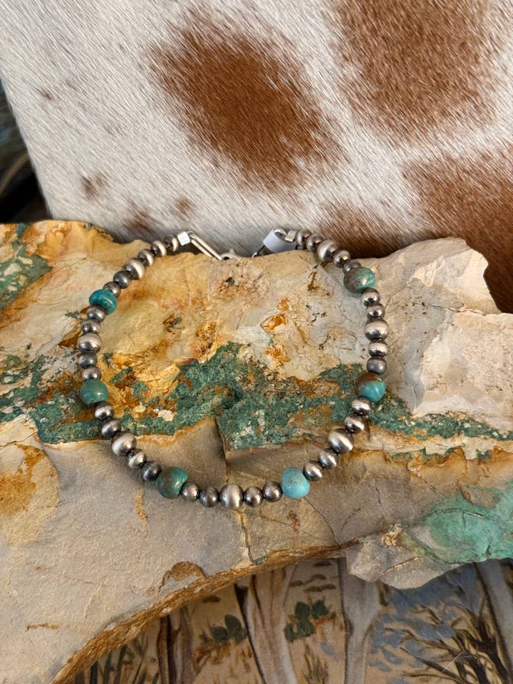 #204- Sterling Pearl & Turquoise Bracelet for wholesale by Z Bars Jewelry