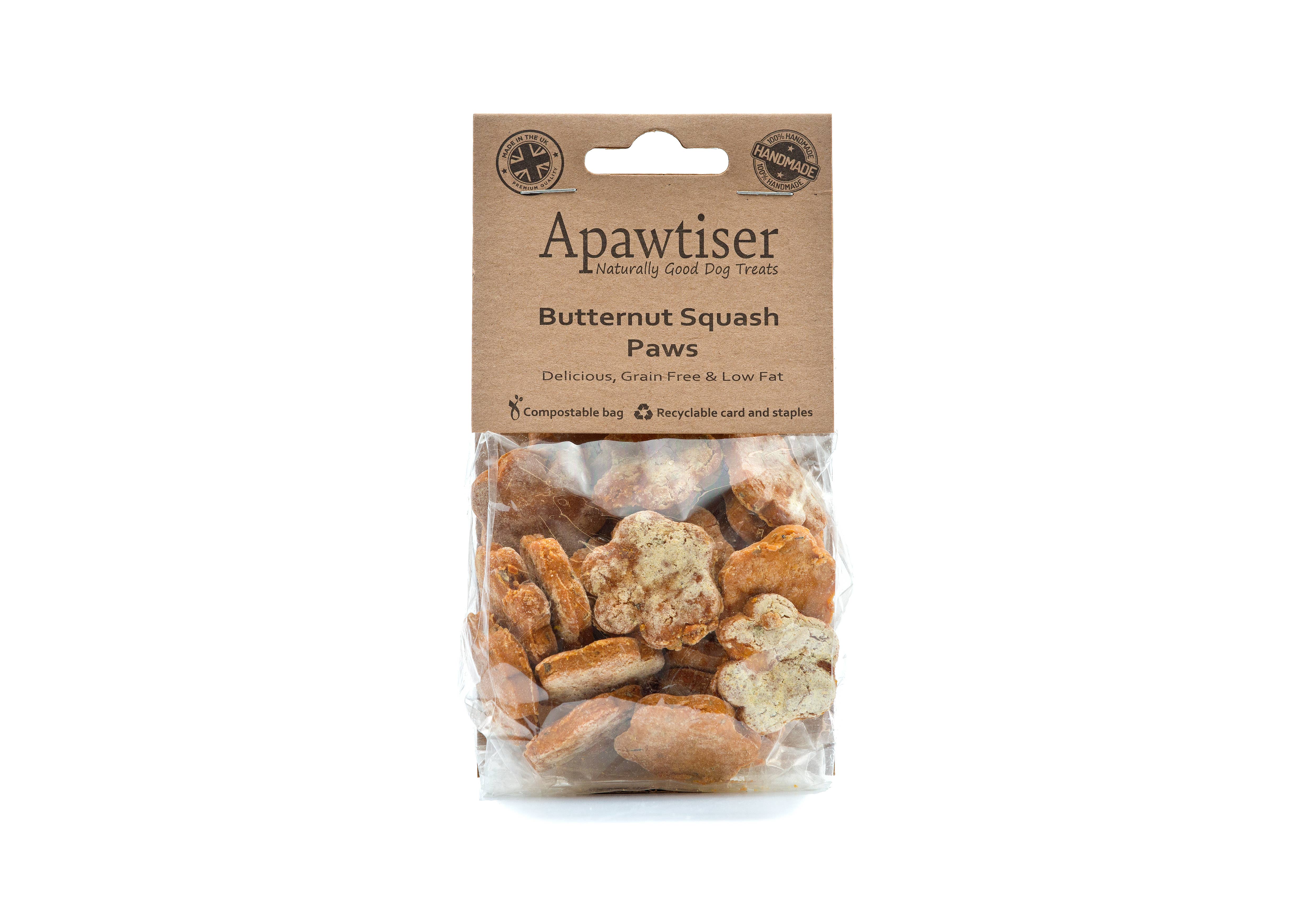 Apawtiser Naturally Good Dog Treats – wholesale Pet treats – Dog – Apawtiser Butternut Squash Paws 100g
