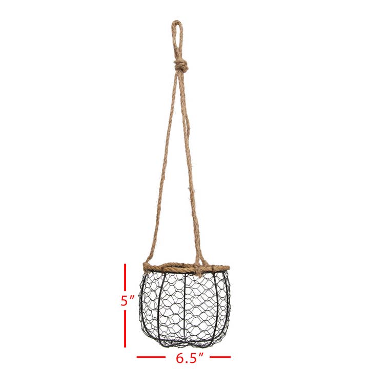 Foreside Home & Garden - Wholesale Hanging Planter - SALE - Barric Hanging Dried Floral Basket Black Metal