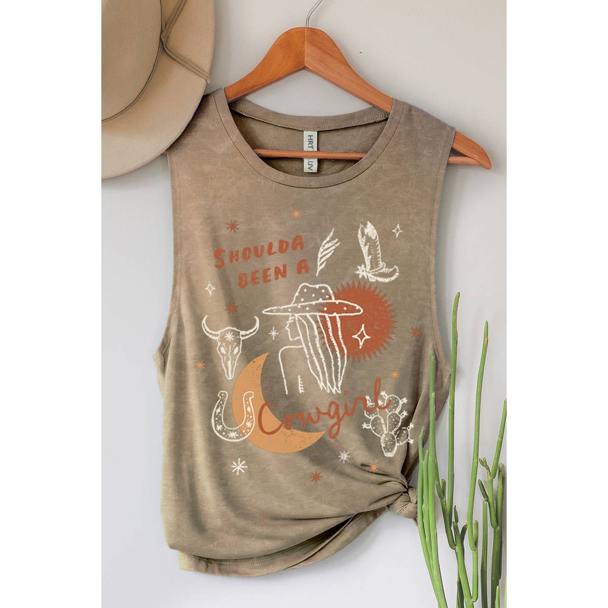 HRTandLUV - Wholesale Tank Top - Women's - SHOULDA BEEN A COWGIRL GRAPHIC TANK TOP3