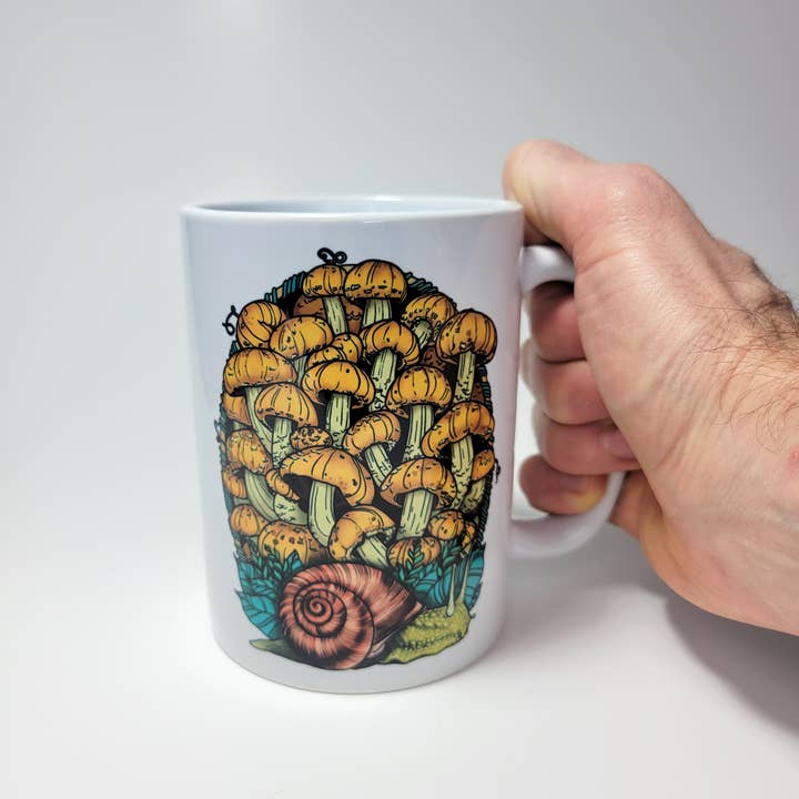 Mushroom Marauder – wholesale Coffee mug – Land Snail and Chestnut Mushrooms Mug | 11oz/15oz6