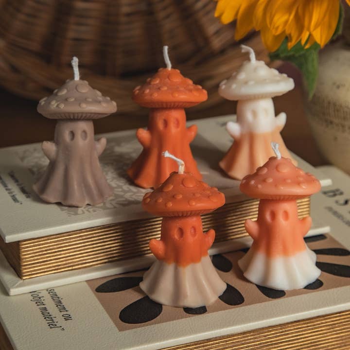 Ritual Spirit ltd – wholesale Novelty candle – MIni Mushroom Ghost Soy Wax Candle | Autumn Collection0