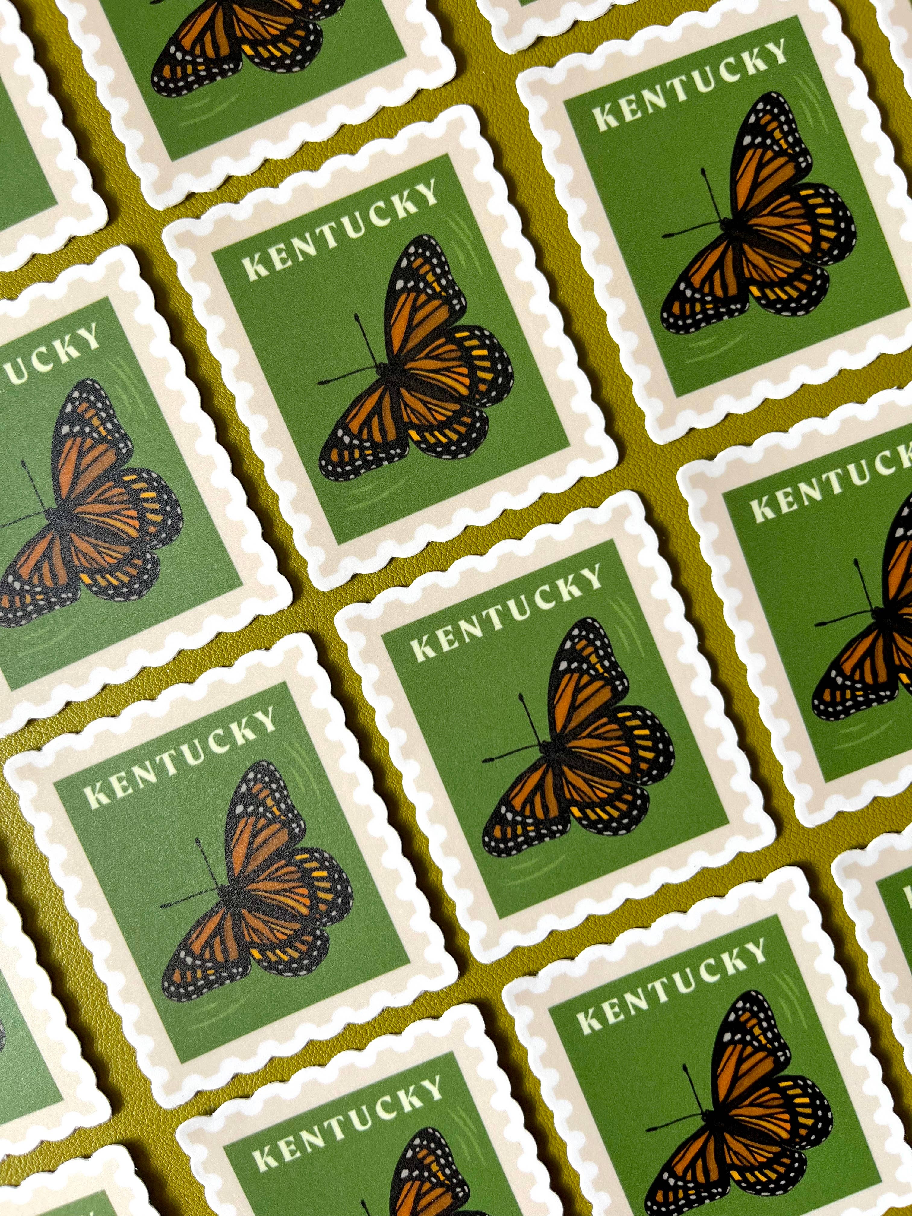Jessica Holly Creative - Wholesale Sticker - Kentucky State Butterfly Stamp Style Vinyl Sticker, 2.5in 5