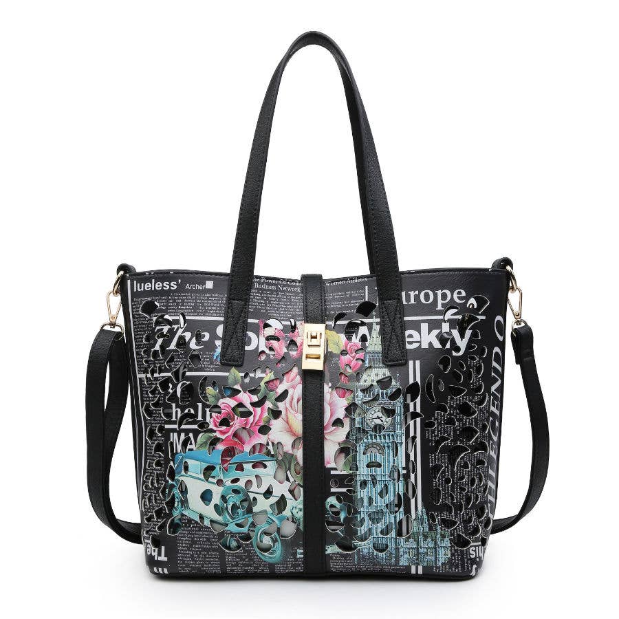 Papaya Fashion Ltd - Venta al por mayor Bolsa de asa- Mujer - Bolso de mano W1342 (YS1342) 2 en 1 cortado con láser con cierre abatible13