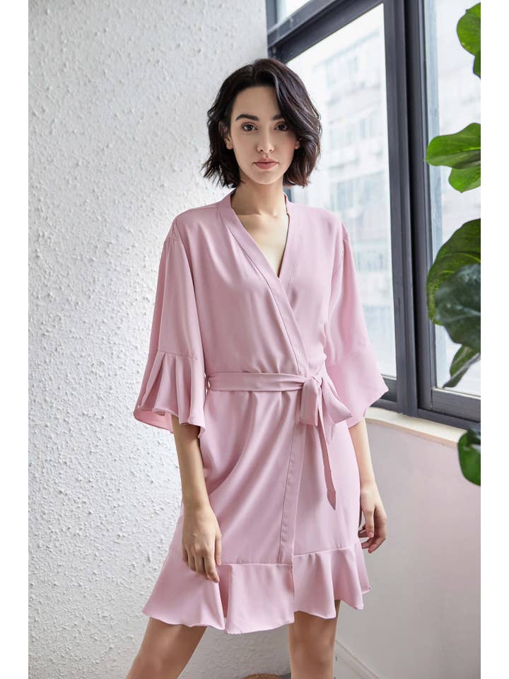 Mackleys - Wholesale Robe - Women's - PREORDER Solid Matte Satin Ruffle Robe