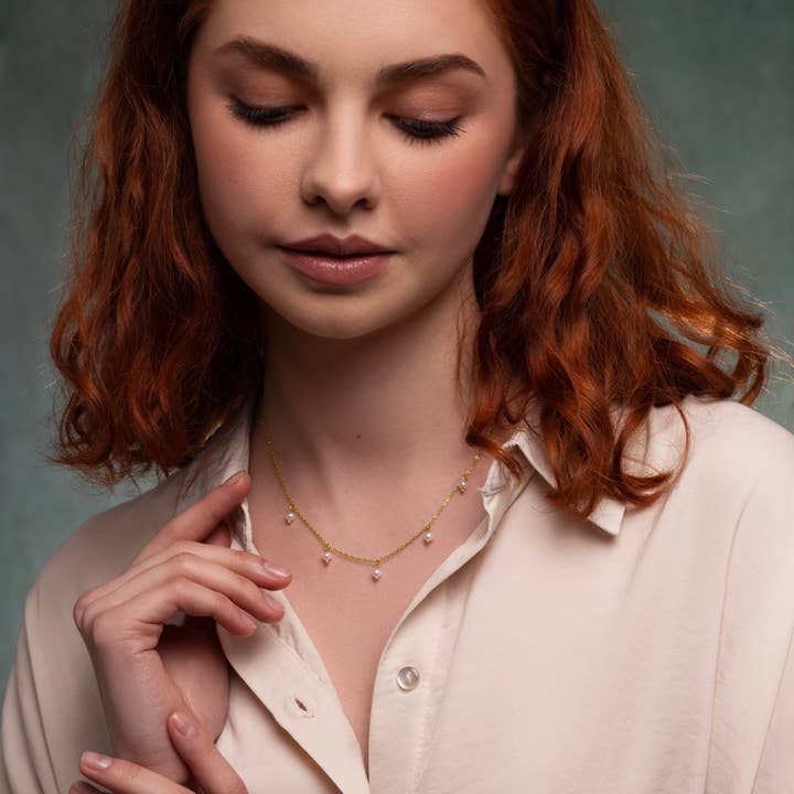 Silk Purse, Sow's Ear – wholesale Pendant/charm necklace – Dainty Pearl Collarbone Necklace