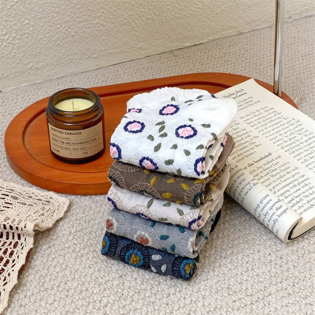 Funkyrel® Atzbranding Limited – Engroshandel Strømper - Dame – Rufia - Blomstermønstret Lavtskårne Sokker8