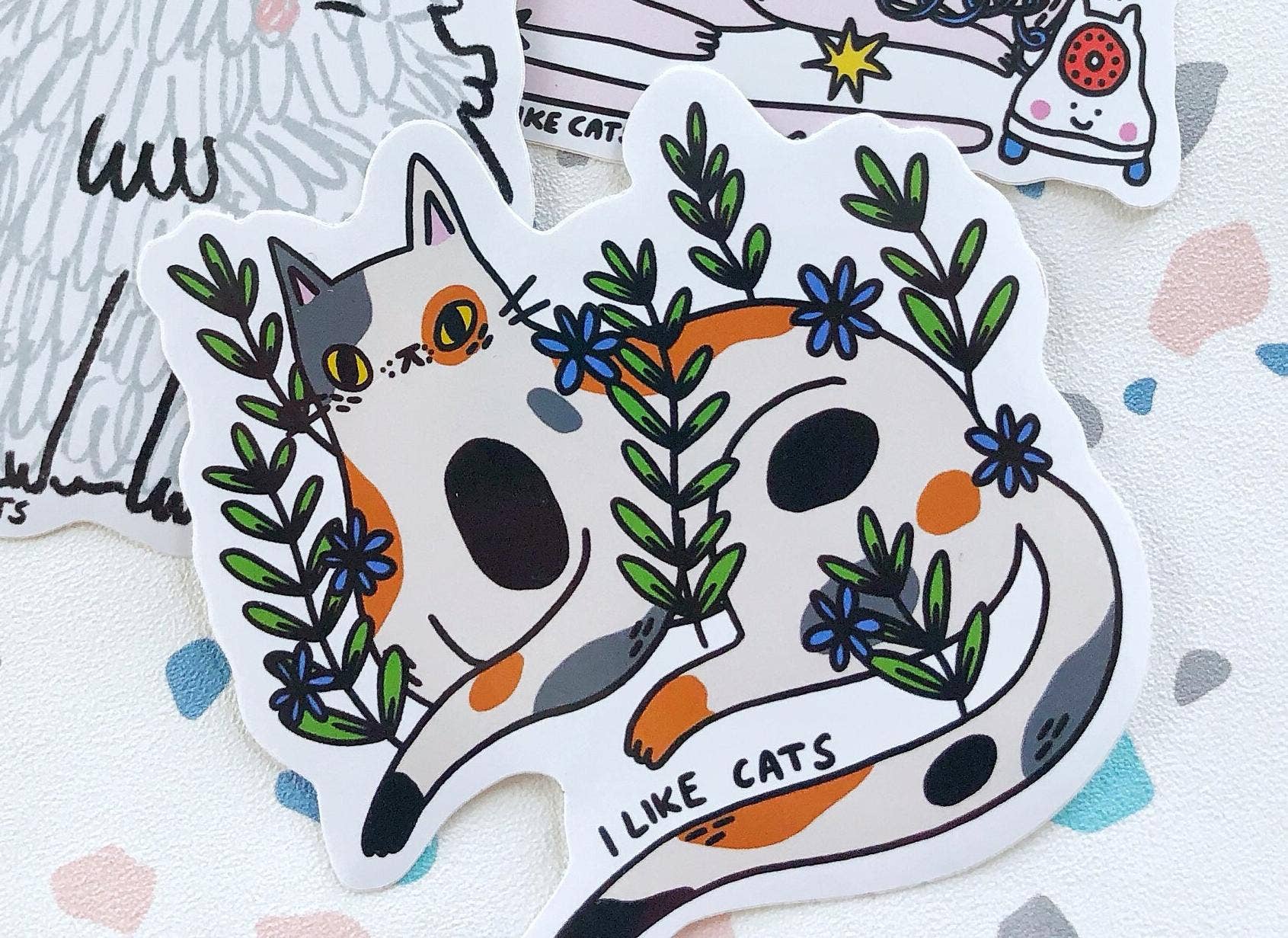 I LIKE CATS – wholesale Sticker – Calico Cat Vinyl Decal Sticker2