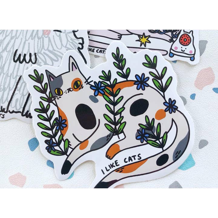 I LIKE CATS - Wholesale Sticker - Calico Cat Vinyl Decal Sticker2