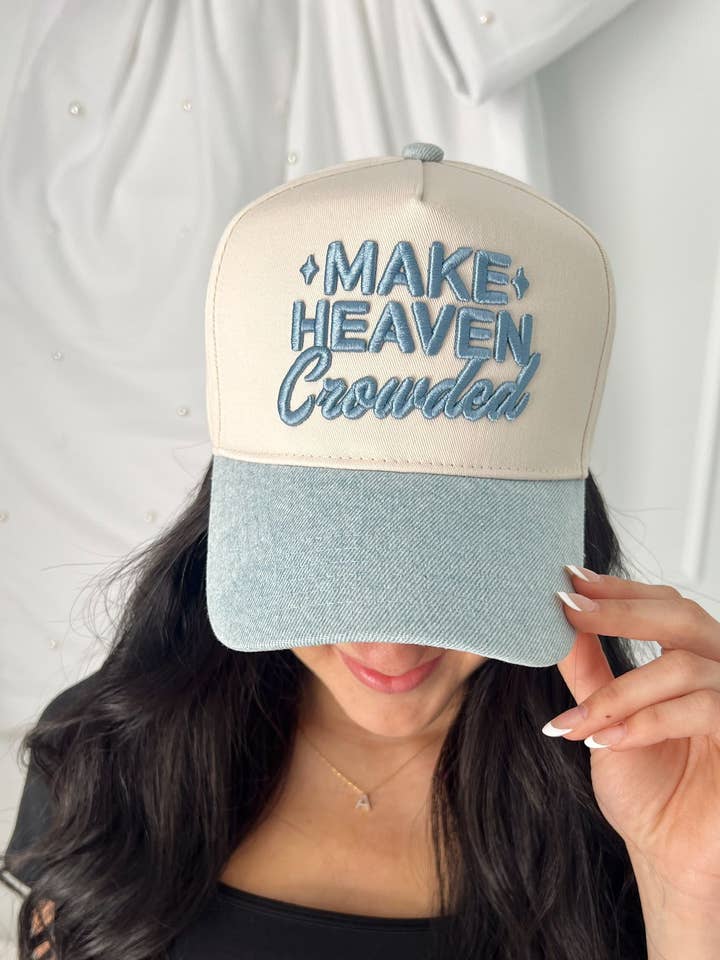 Make Heaven Crowded - Denim Vintage Trucker Hat for wholesale by KENZKUSTOMZ