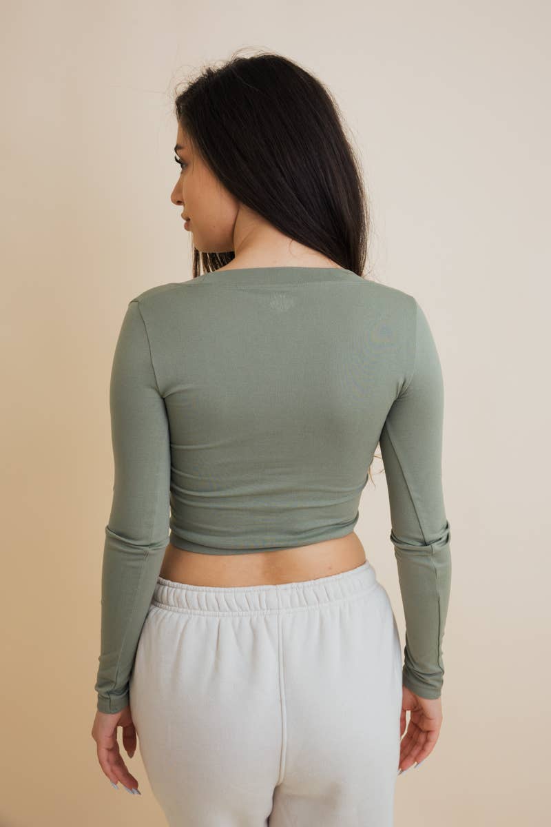 Leto Accessories - Wholesale Knit Top - Women's - Long Sleeve Crop Top in Sage,Ivory,Wine,Mocha and Black10