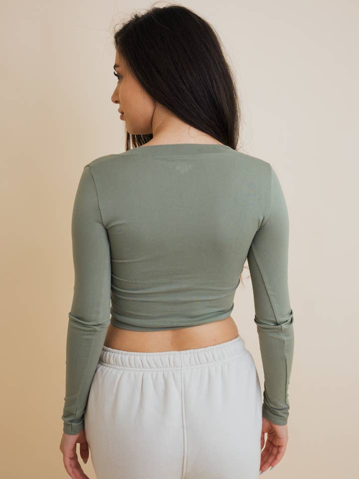 Leto Accessories - Wholesale Knit Top - Women's - Long Sleeve Crop Top in Sage,Ivory,Wine,Mocha and Black10