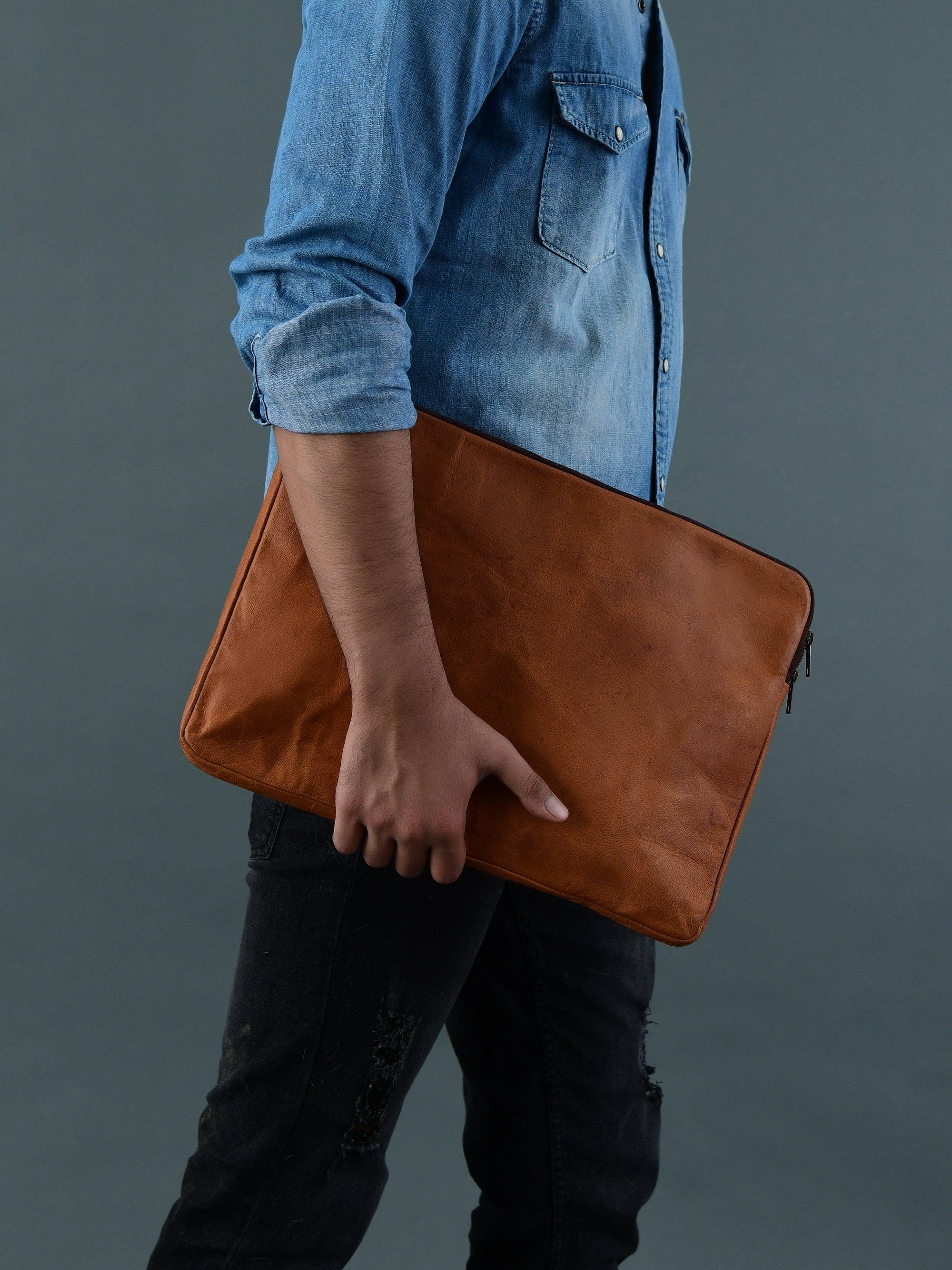 Classy Leather Bags – Engroshandel Taske til bærbar computer/tablet - Dame – Zento laptop Sleeve - Tan brun8