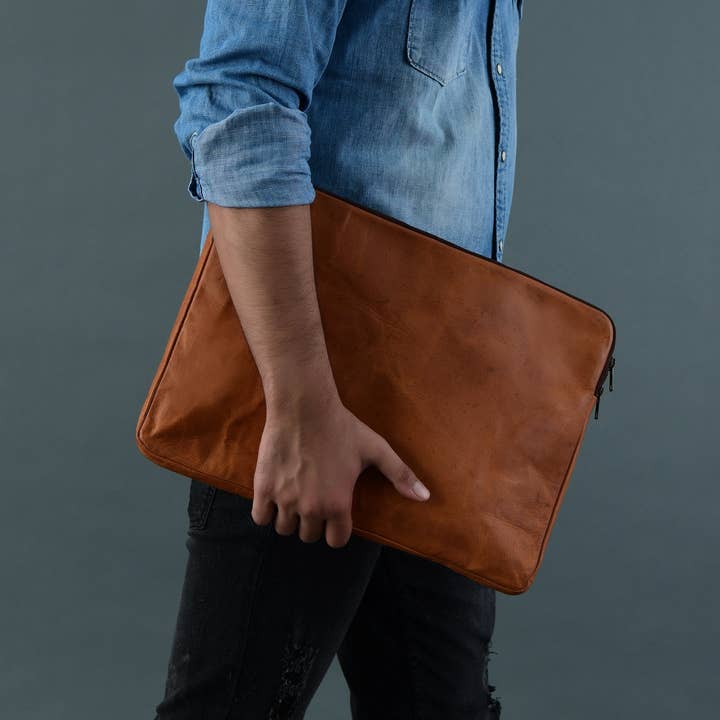 Classy Leather Bags – Engroshandel Taske til bærbar computer/tablet - Dame – Zento laptop Sleeve - Tan brun8