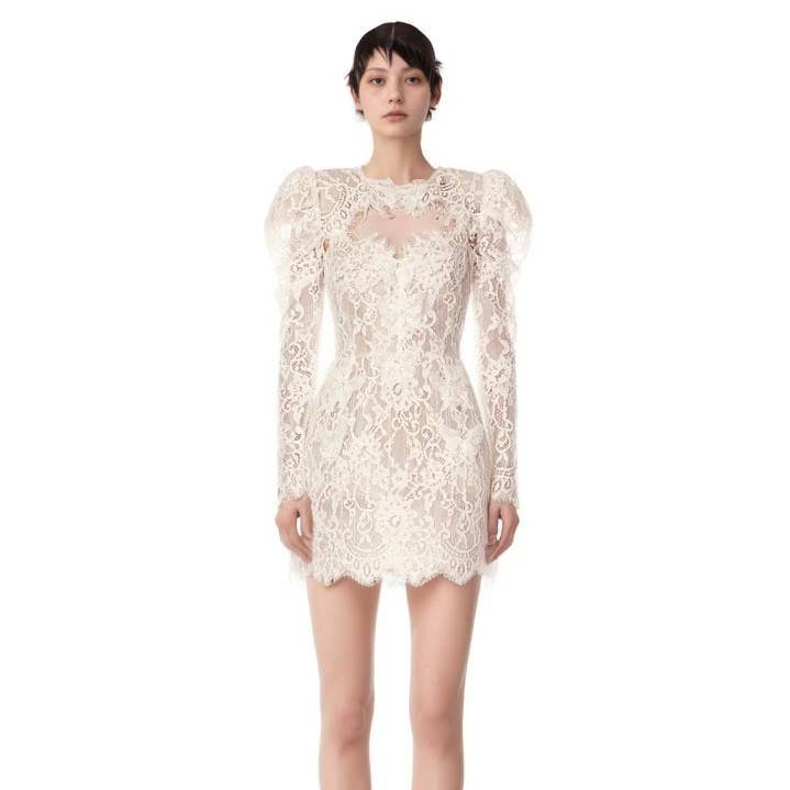 6S Beaded Lace Sling Dress Set with Sheer Waistcoat Sleeves for wholesale by Sanyao Fashion