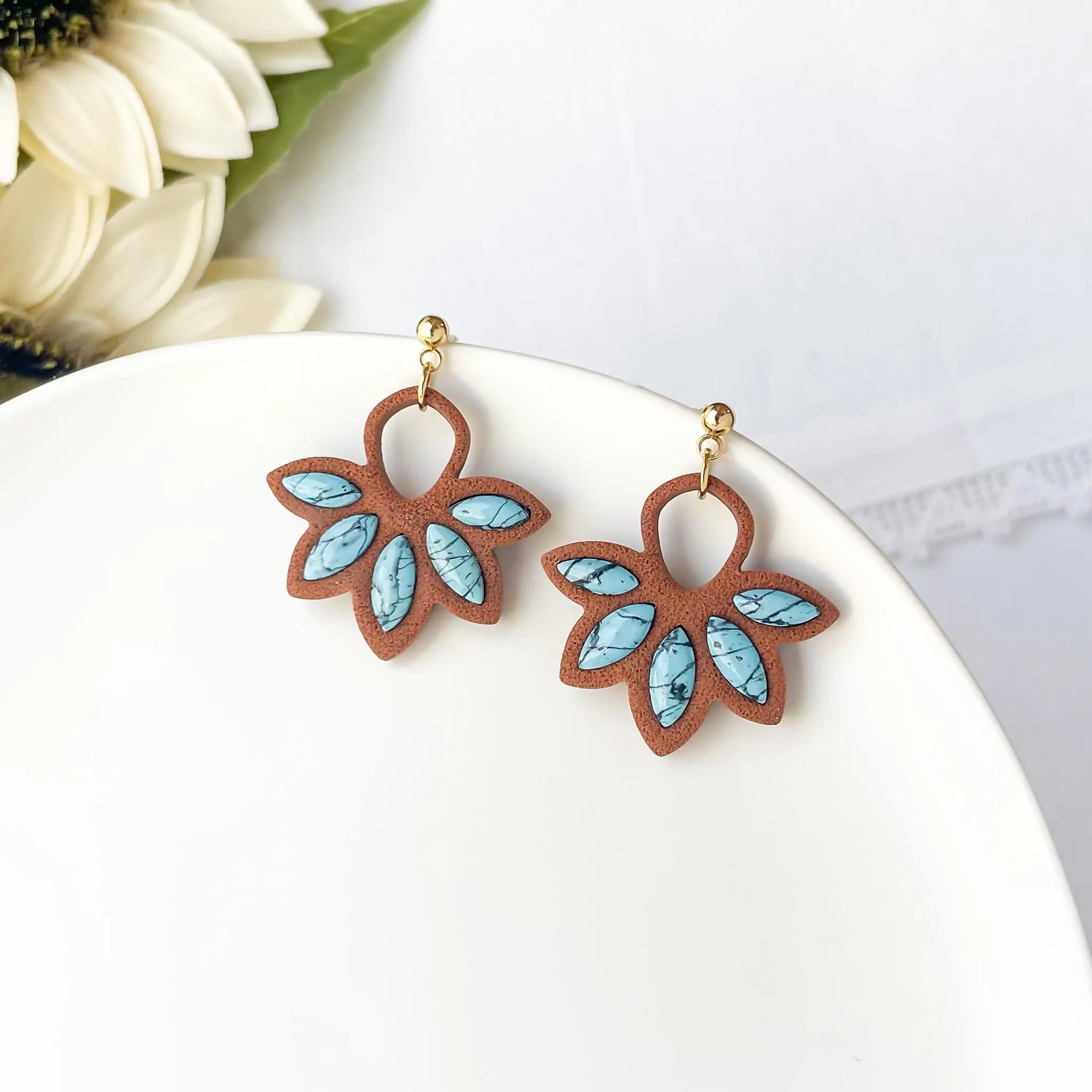 My Sister’s Things - Wholesale Dangle Earrings - Western Dangle Earrings, Faux Turquoise Polymer Clay Earring1