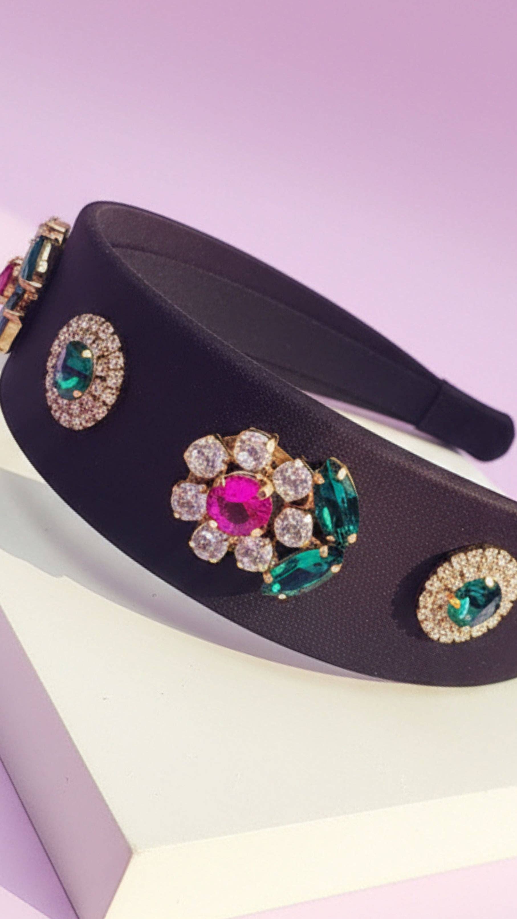 Arya Jewellery Wholesale – wholesale Fashion headband – women's – Flower Crystal Black Hair band1