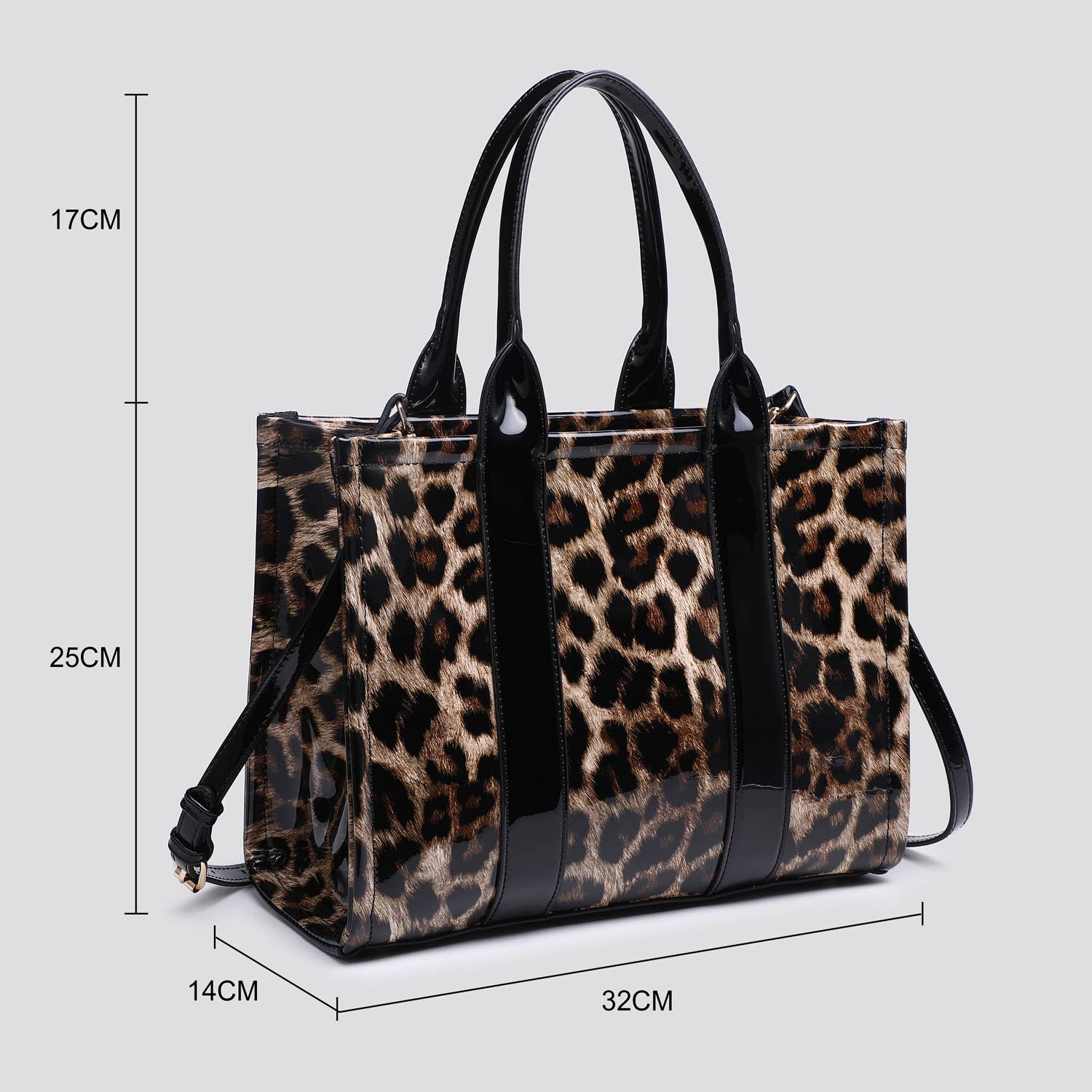 House of Milano - Wholesale Tote Bag - Women's - Leopard Print Patent Tote Bag # 254593