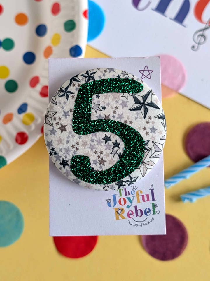 Birthday Badge Age 5 - 5th Birthday - Kid's Safety Clip for wholesale by The Joyful Rebel