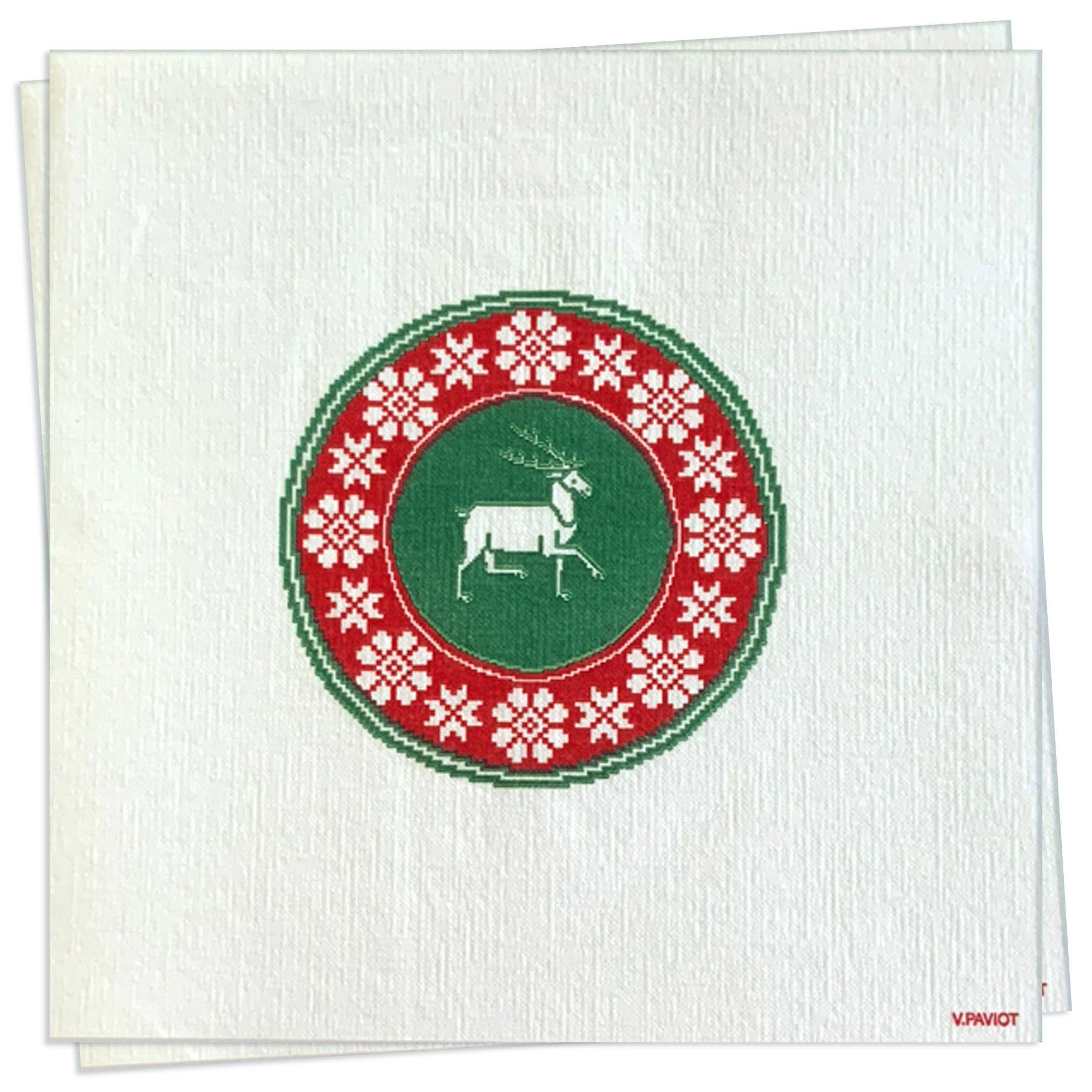Trendy Table - Wholesale Disposable Napkin - Cerf Brodé Cocktail Napkin0
