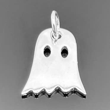 Sterling Silver Halloween Ghost Charm, 10x8mm for wholesale by Guerrilla Charm