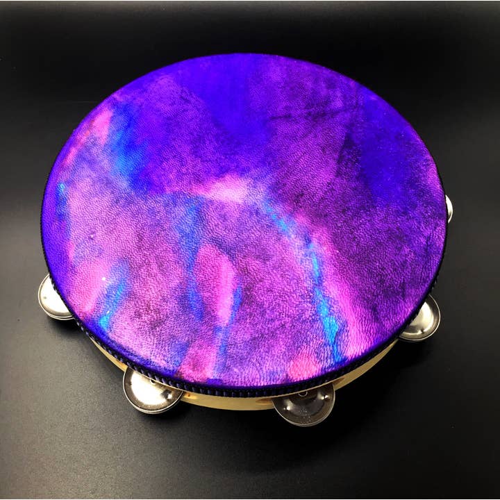 inRhythm - Venta al por mayor Escultura - Pandereta morada de 10 pulgadas con soporte de exhibición iluminado opcional